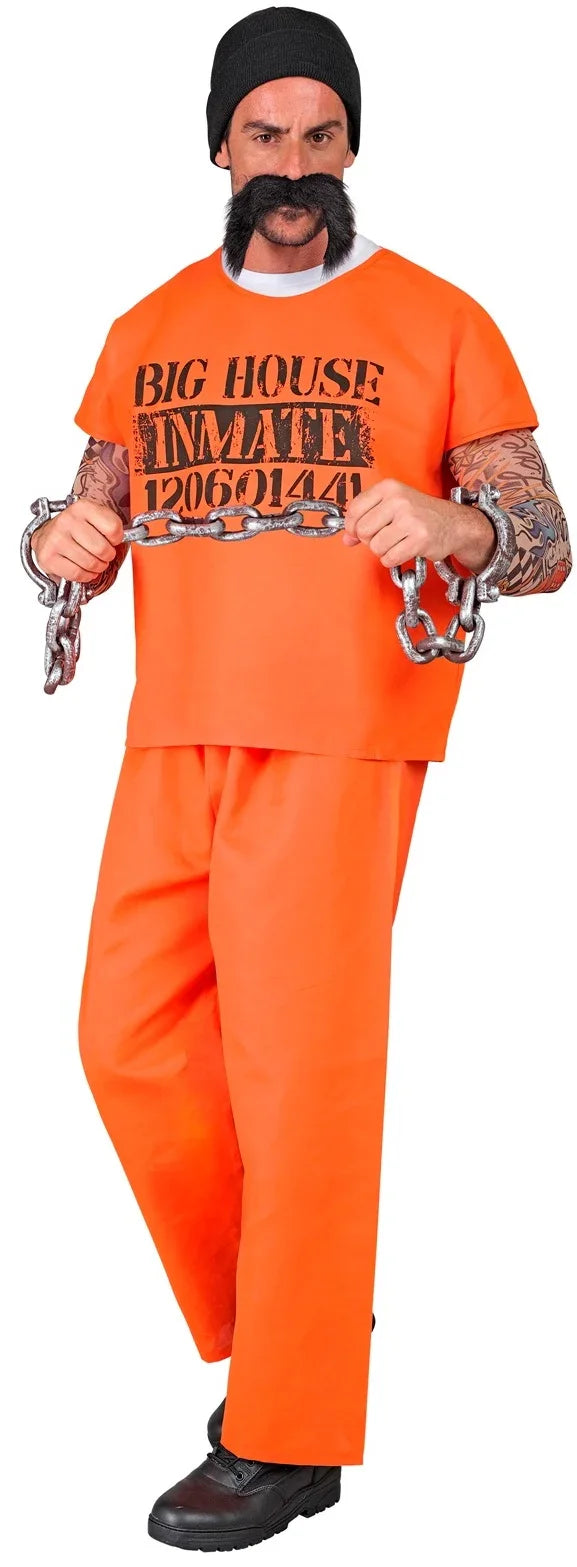 Disfraz de Preso Naranja Manga Corta para Hombre Preso Widmann